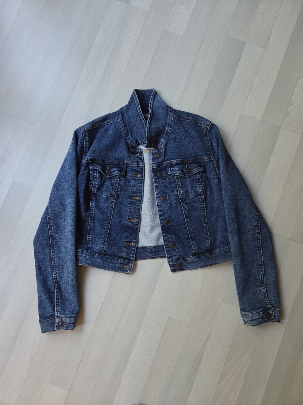 Wax Jean Dark Blue Denim Cropped Jacket